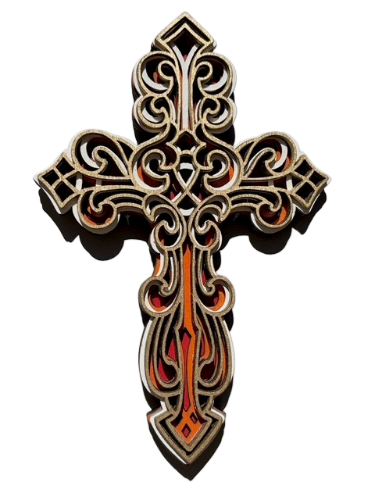 HAND CRAFTED CARVED/LAYERED WOODEN CROSS FRENCH STYLE. 22cm